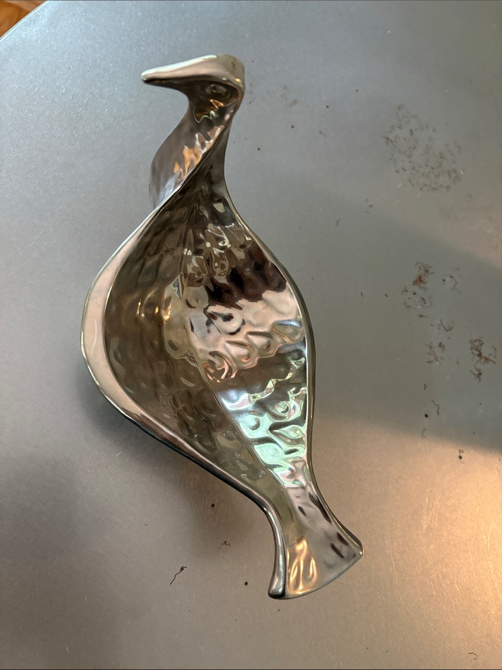 Jonathan Adler Menagerie Medium Bird Bowl Silver Chrome Glazed Retired Rare